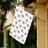 Cute pugs pink heart paw pattern House Flag Garden Flag