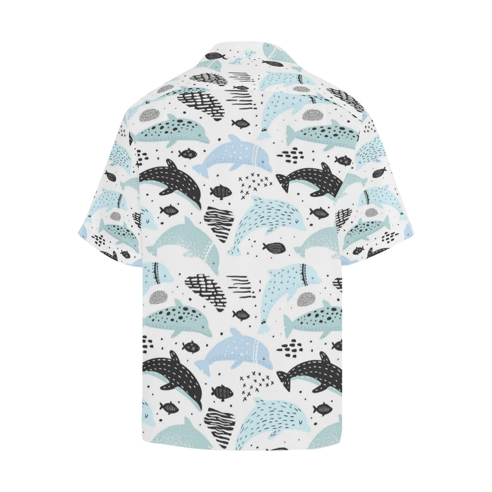 Cute dolphins Childish Style pattern Men's All Over Print Hawaiian Shirt