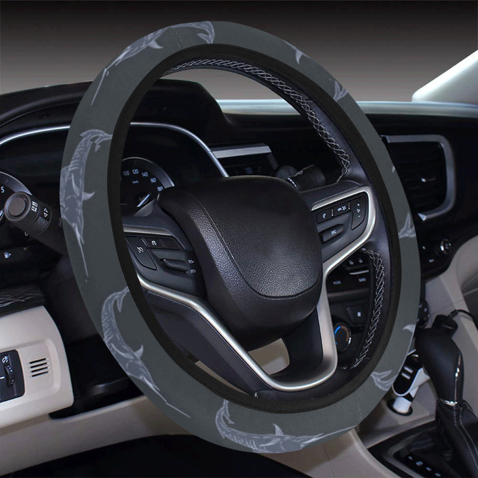 Swordfish Pattern Print Design 03 Car Steering Wheel Cover