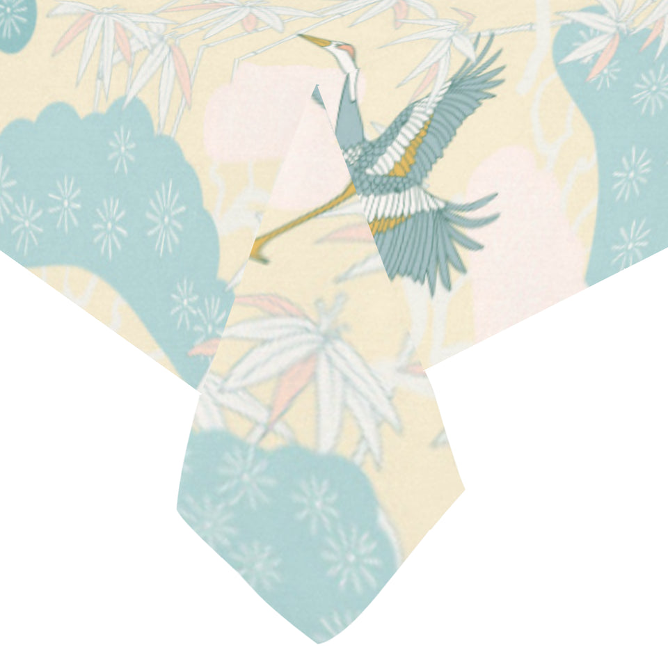 Bonsai bamboo stork japanese pattern cream theme Tablecloth
