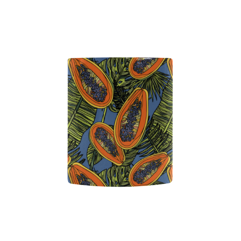 Colorful papaya tropical leaves Morphing Mug Heat Changing Mug
