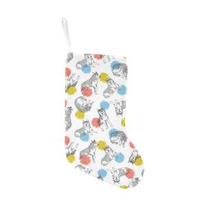 Siberian husky and colorful circle pattern Christmas Stocking