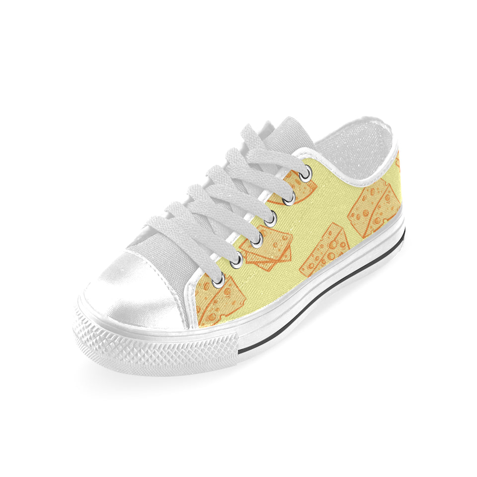 Cheese design pattern Men's Low Top Shoes White