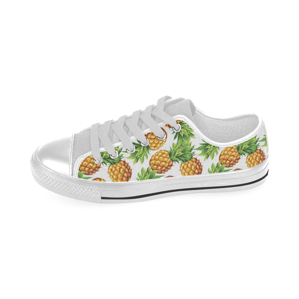 Pineapples design pattern Men's Low Top Shoes White