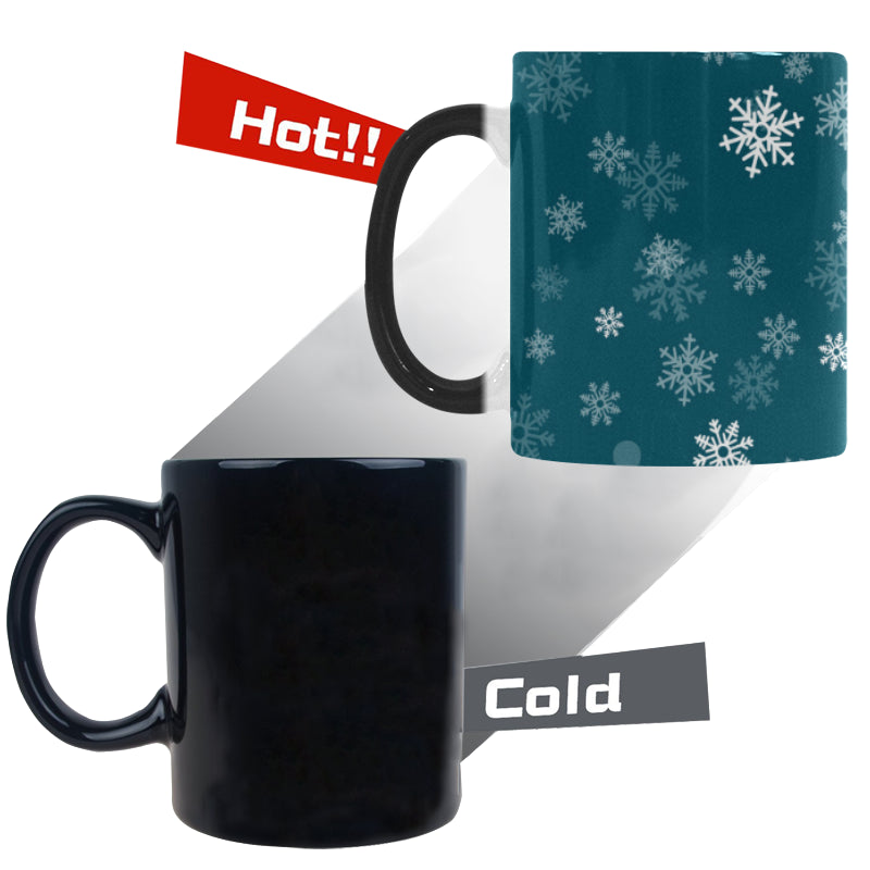 Snowflake pattern dark background Morphing Mug Heat Changing Mug