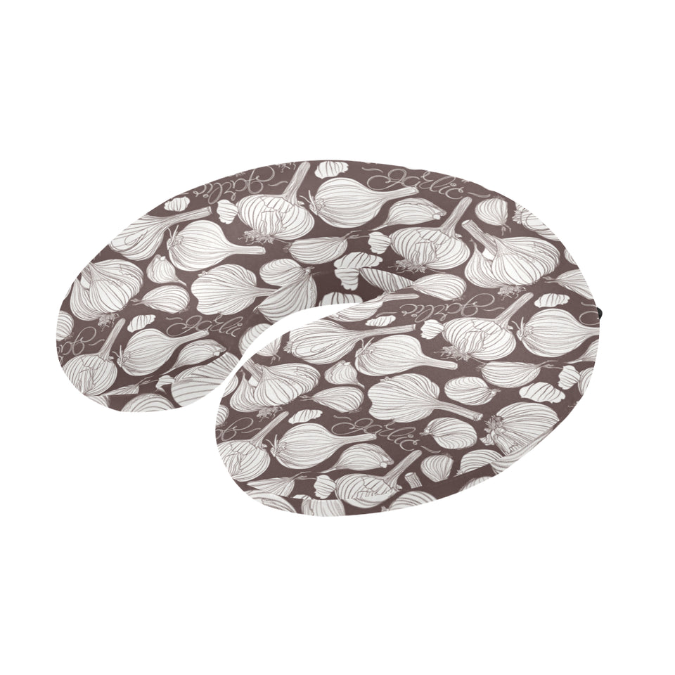 Garlic bulb dark background U-Shaped Travel Neck Pillow