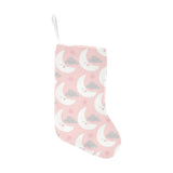 Cute moon cloud star pattern pink dot background Christmas Stocking
