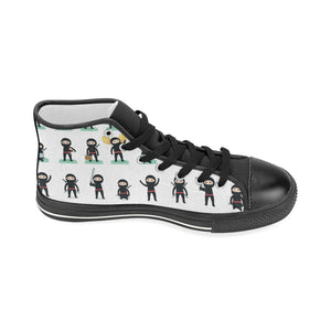 Cute ninja katana sword pattern Women's High Top Canvas Shoes Black