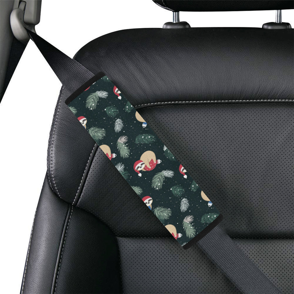 Cute sloths sleeping christmas ball santa hat patt Car Seat Belt Cover