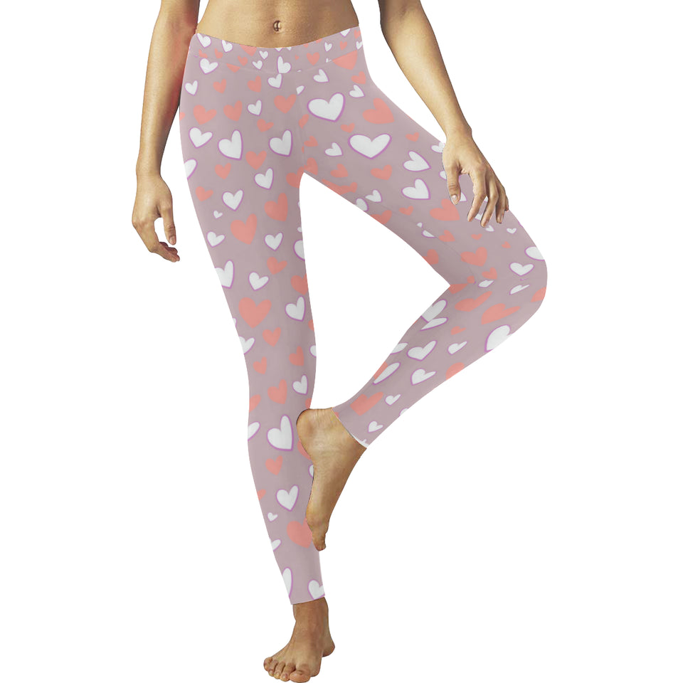 coral white heart pattern Women's Legging Fulfilled In US