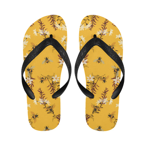 Bee flower pattern Unisex Flip Flops