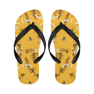 Bee flower pattern Unisex Flip Flops