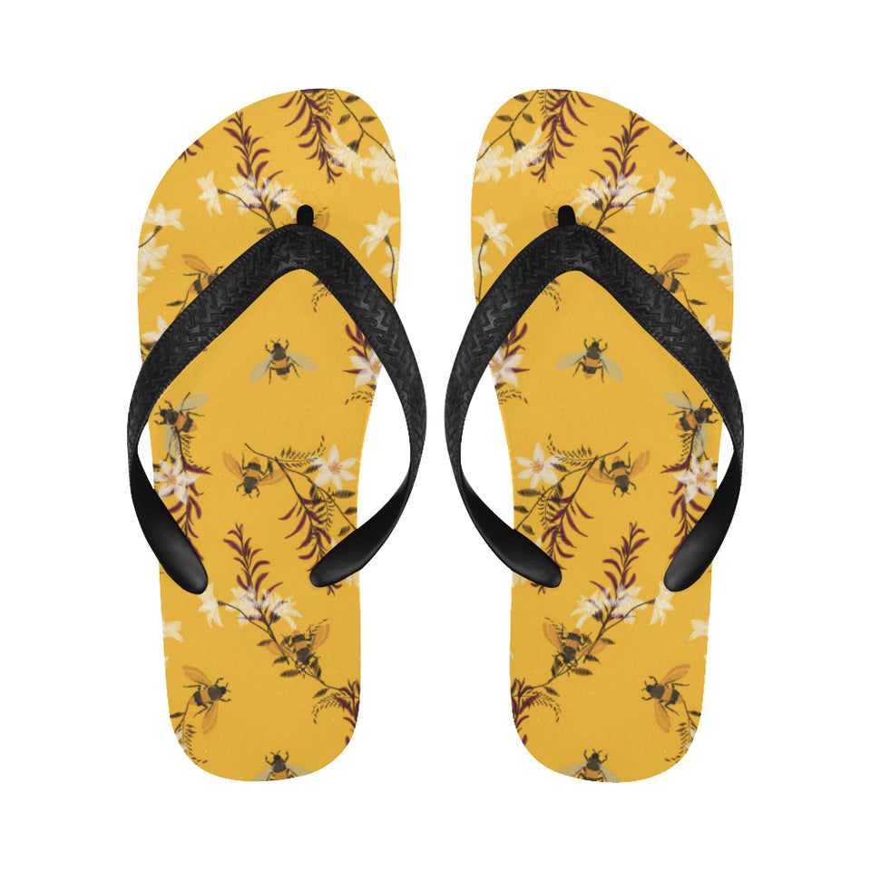 Bee flower pattern Unisex Flip Flops