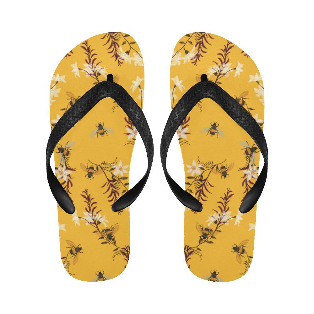 Bee flower pattern Unisex Flip Flops