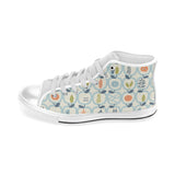 apples leaves pattern Men's High Top Canvas Shoes White