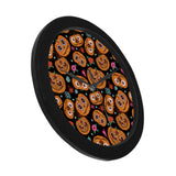 Pumpkin flowers spiderweb Halloween theme Elegant Black Wall Clock