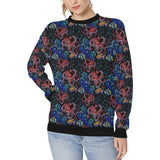 Octopus sea wave tropical fishe pattern Women's Crew Neck Sweatshirt