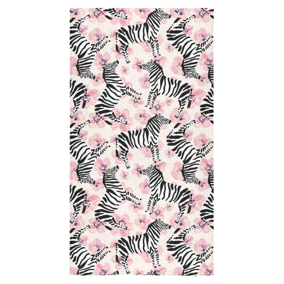 Zebra pink flower background Bath Towel