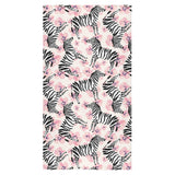 Zebra pink flower background Bath Towel