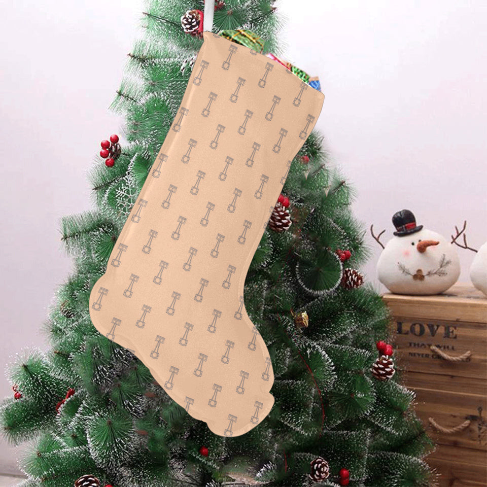 Engine Piston Cream Background Pattern Print Desig Christmas Stocking