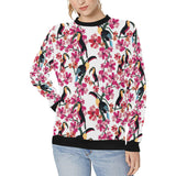 Toucan flower design pattern Women's Crew Neck Sweatshirt