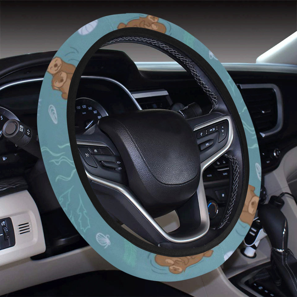 Sea otters pattern Car Steering Wheel Cover