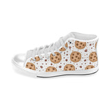 chocolate chip cookie pattern Men's High Top Canvas Shoes White
