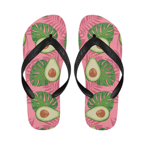 Avocado slices leaves pink back ground Unisex Flip Flops