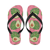 Avocado slices leaves pink back ground Unisex Flip Flops