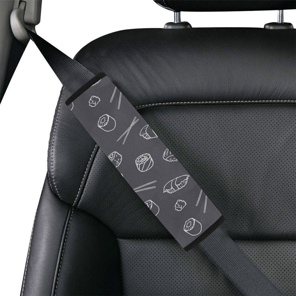 sushi pattern black background Car Seat Belt Cover