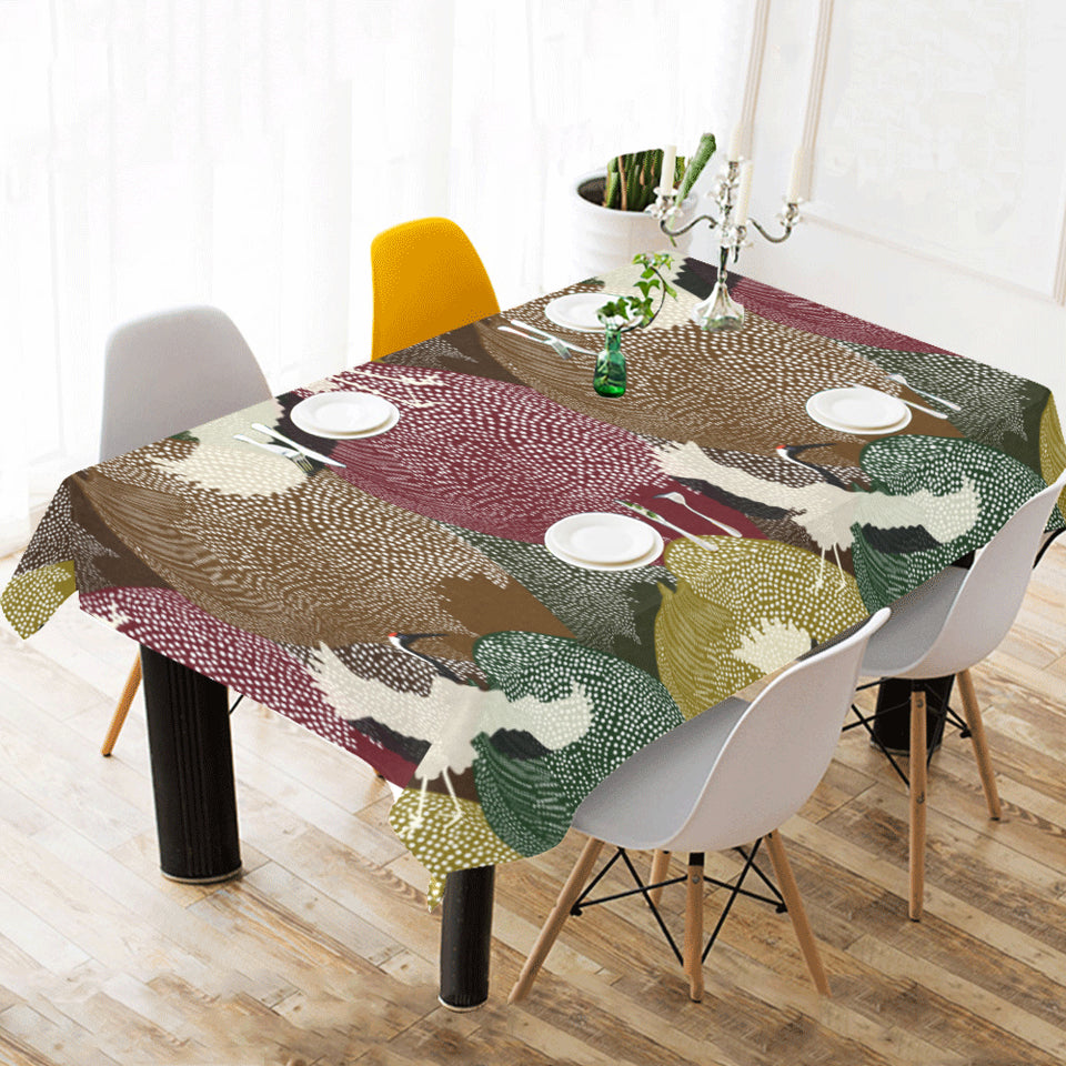Japanese cranes flying forest dot pattern Tablecloth