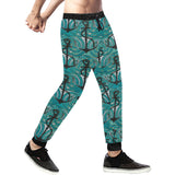Anchor nautical green background Unisex Casual Sweatpants