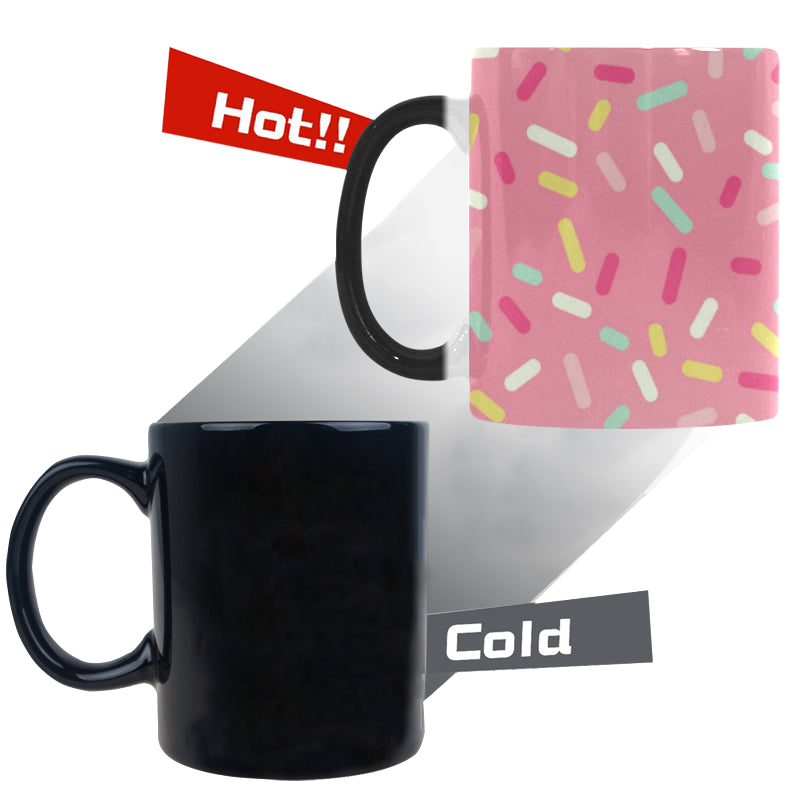 Pink donut glaze candy pattern Morphing Mug Heat Changing Mug