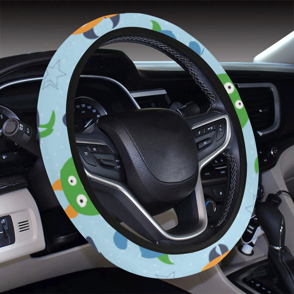 Alien Pattern Print Design 04 Car Steering Wheel Cover