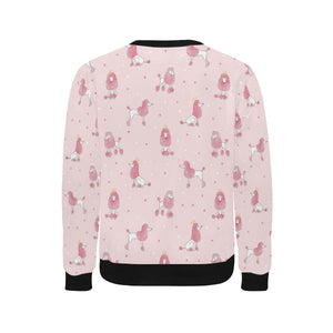 Poodle dog pink color theme Men's Crew Neck Sweatshirt