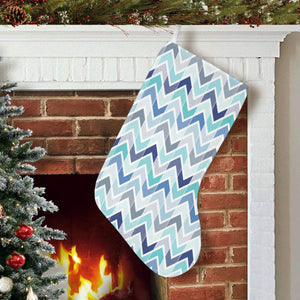 zigzag chevron blue pattern Christmas Stocking