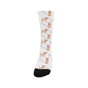 Chihuahua bone paw pattern Crew Socks