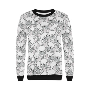Cute french bulldog head pattern Women's Crew Neck Sweatshirt