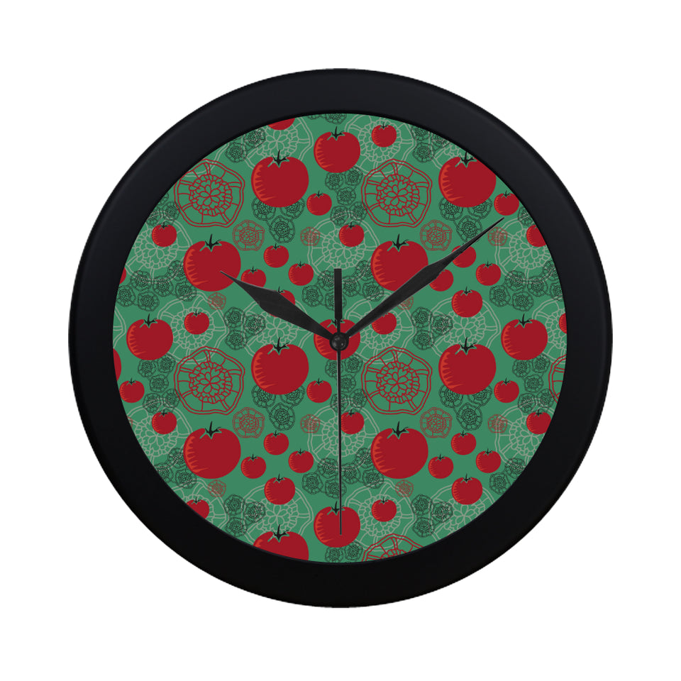 Tomato design pattern Elegant Black Wall Clock