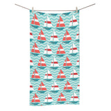 Red White sailboat wave background Bath Towel