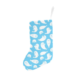 Cute white sea lion seals pattern Christmas Stocking