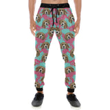 Beagle muzzles turquoise paint splashes pink patte Unisex Casual Sweatpants