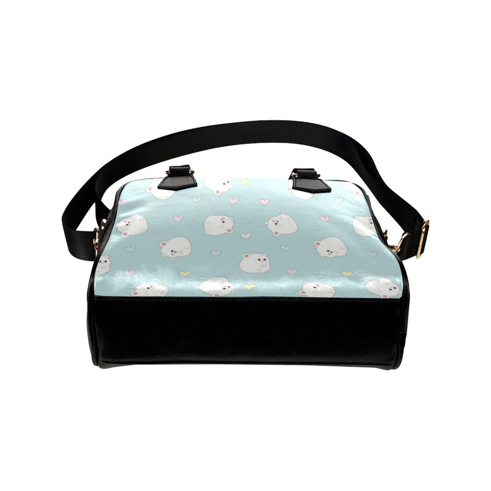 White cute hamsters heart pattern Shoulder Handbag