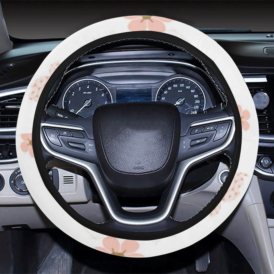 Daruma japanese wooden doll cherry blossom flower Car Steering Wheel Cover