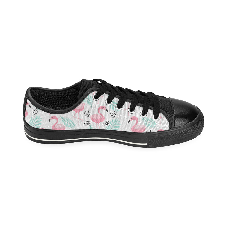 Cute flamingo pattern Men's Low Top Canvas Shoes Black