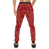 Gold dragons red background Unisex Casual Sweatpants