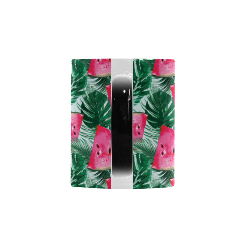 Watermelons tropical palm leaves pattern Morphing Mug Heat Changing Mug