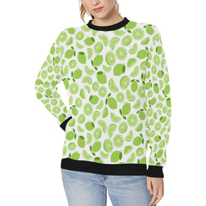 Lime design pattern Women's Crew Neck Sweatshirt