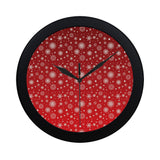 Snowflake pattern red background Elegant Black Wall Clock