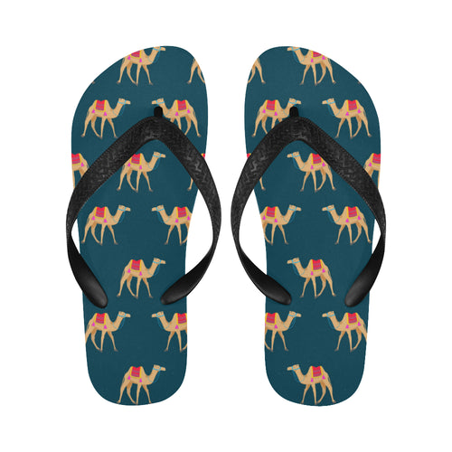 Camel pattern blue blackground Unisex Flip Flops